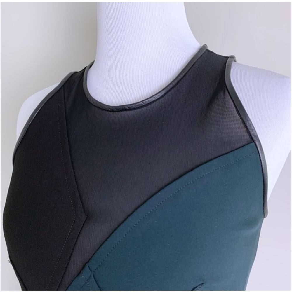 Yigal Azrouel Green & Black Mesh Bodycon Dress Sleeveless Women's Size 4 - Picture 9 of 12